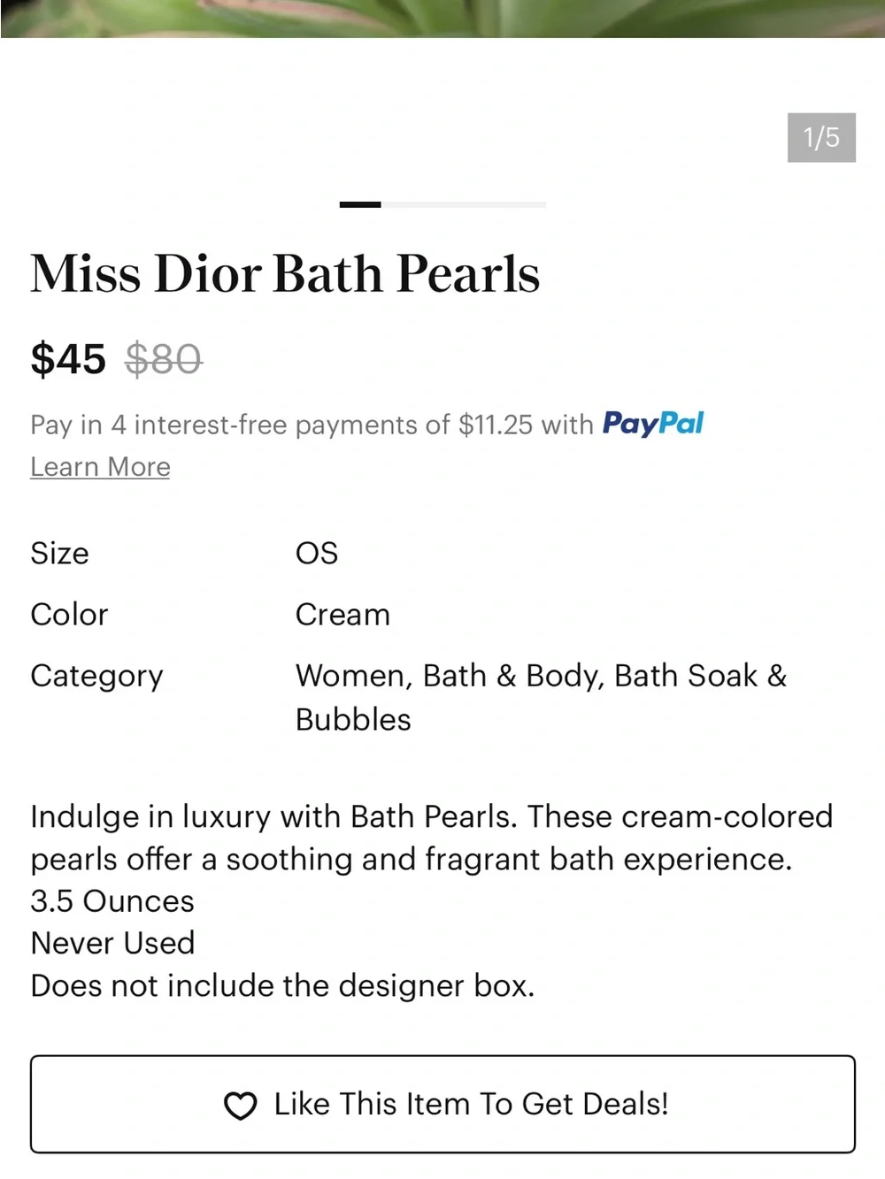NWOB Dior Miss Dior Bath Pearls